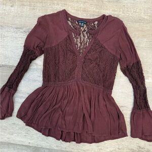 American Eagle Lace Top - Burgundy